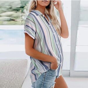 Striped Button Down Top
